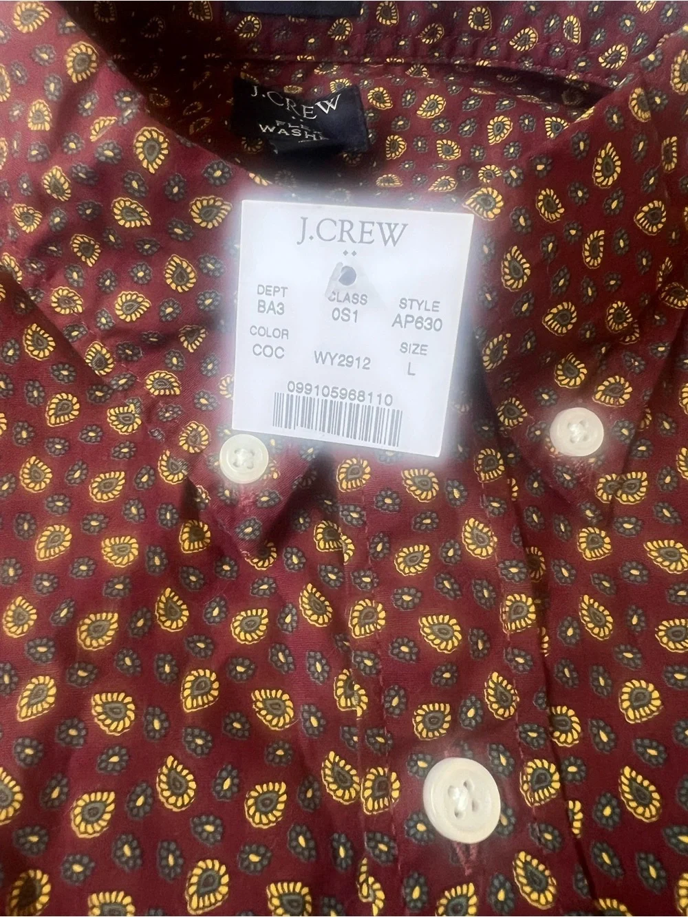 J. Crew paisley button down short sleeve shirt